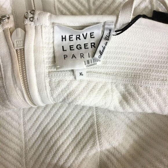 Herve Lege Contour Strappy Bodycon Mini Dress Alabastor RTR Size XL - Picture 4 of 9